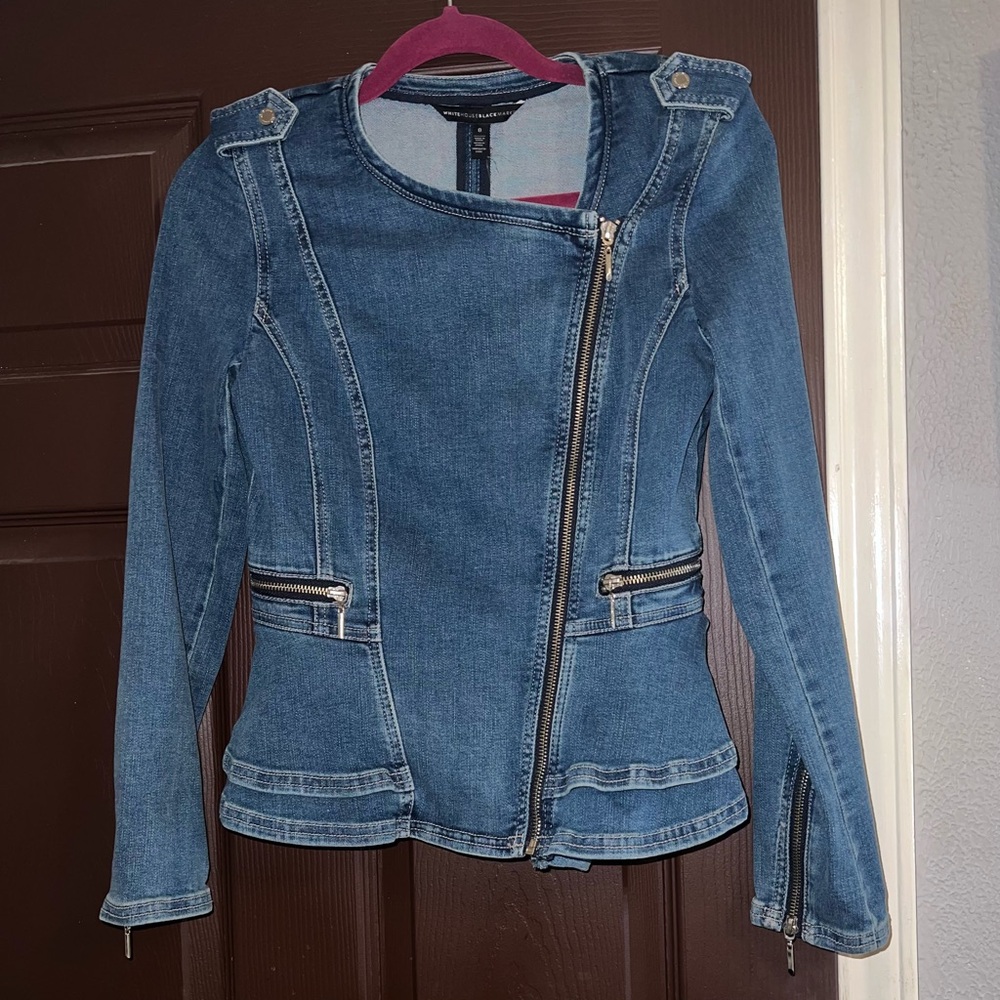White House Black Market moto Jean jacket